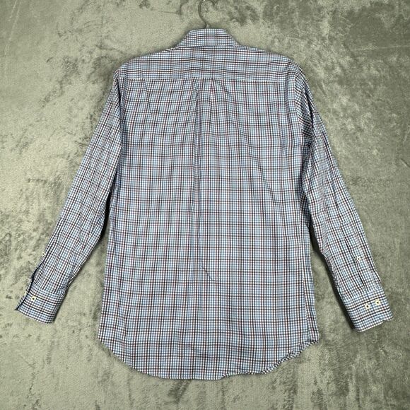 Peter Millar Shirt Men Medium Blue Purple Plaid Button Down Preppy Career Casual - Picture 3 of 9
